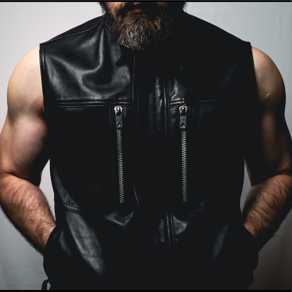 Diesel Black Gold Lamb Leather vest sz 50 US Large